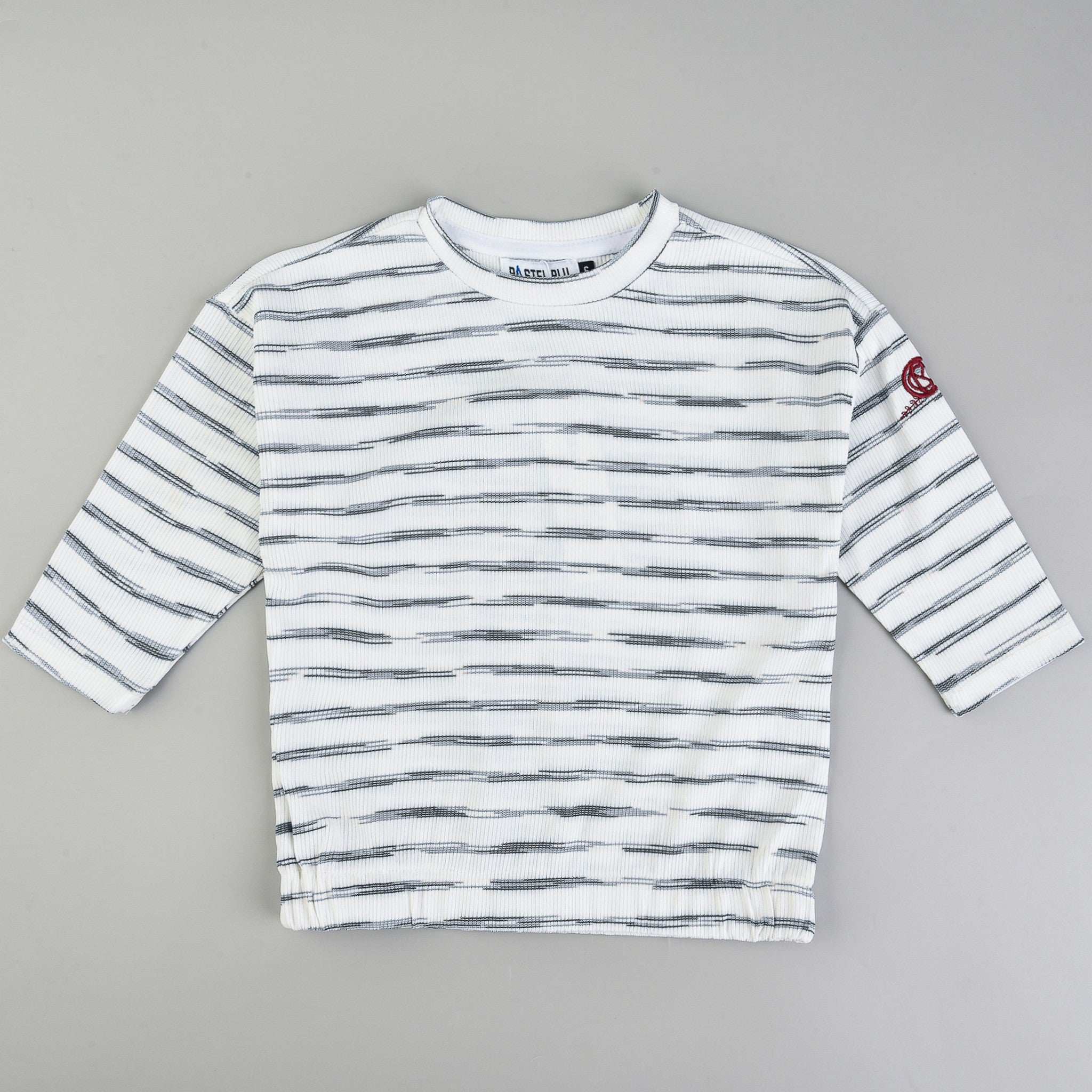 3/4 Sleeve Rib Striped Top - Image 3