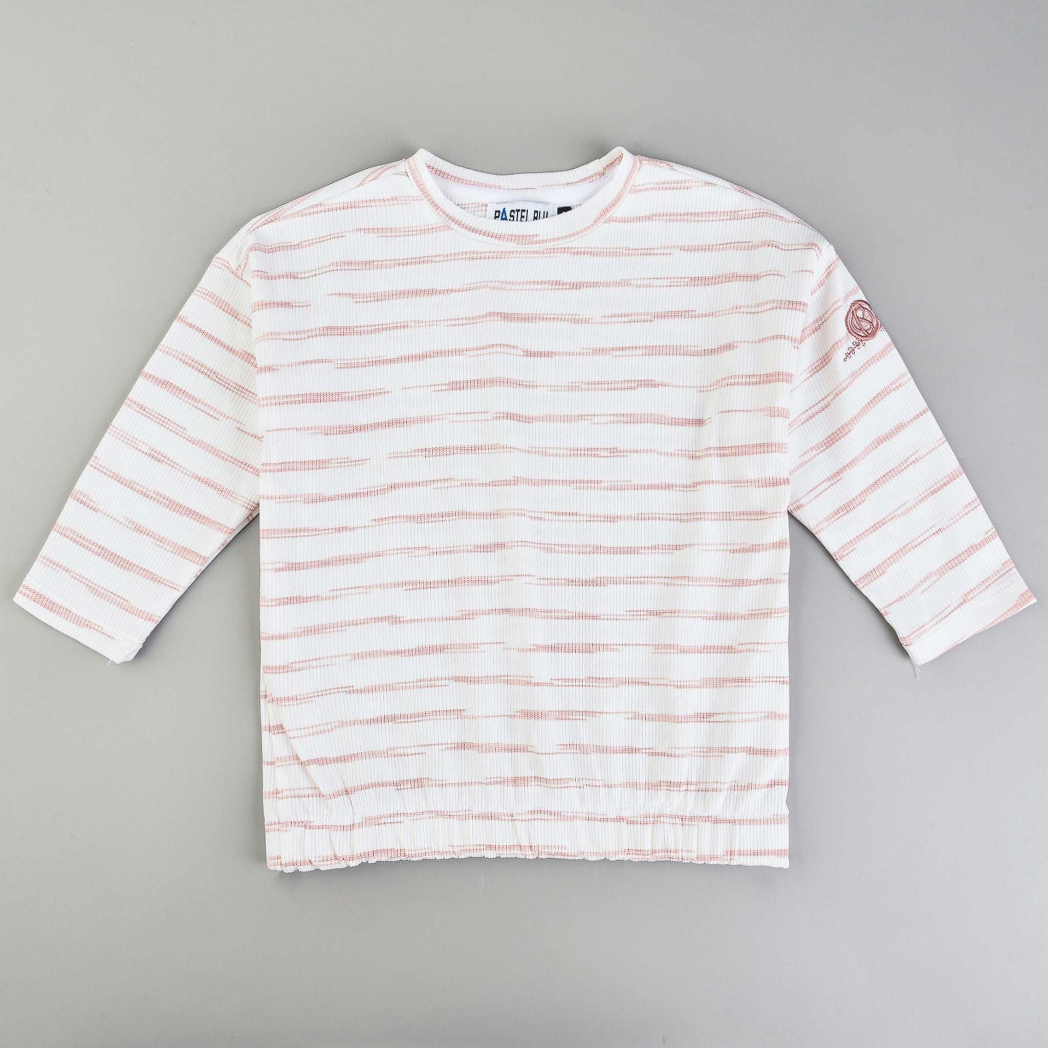 3/4 Sleeve Rib Striped Top - Image 4